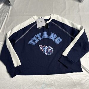Tennessee Titans Game Day Couture Blue/White Cropped NFL  Sweatshirt Womens Sz S